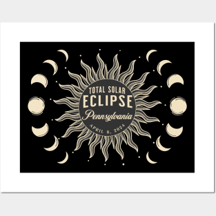 Total Solar Eclipse Pennsylvania USA April 2024 Posters and Art